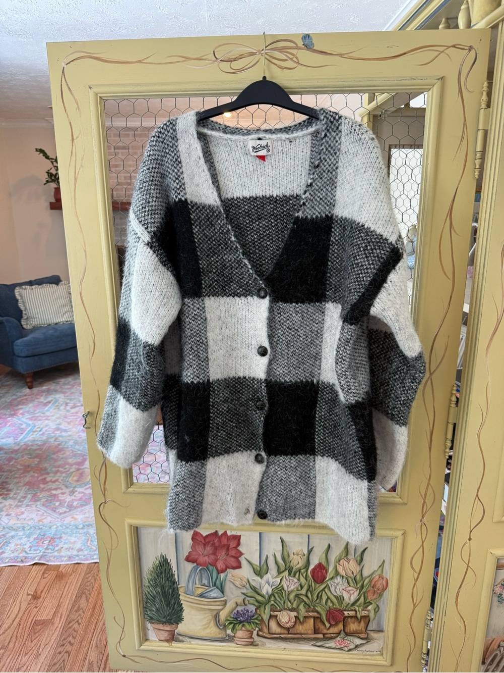 Woolrich Black & White Checkered Button-Front Cardigan